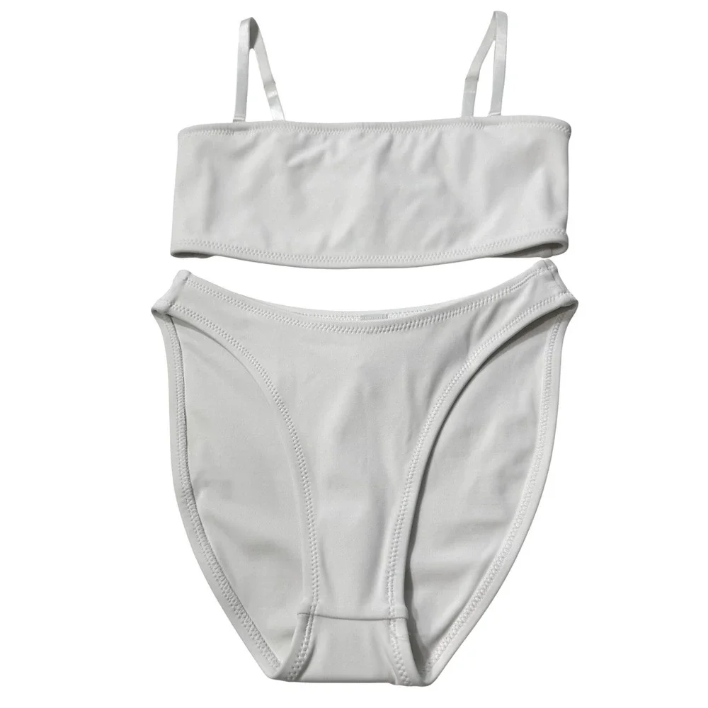 SKIMS Shaping Swim Bandeau + Dipped Bikini Bottom Set Marble XXS